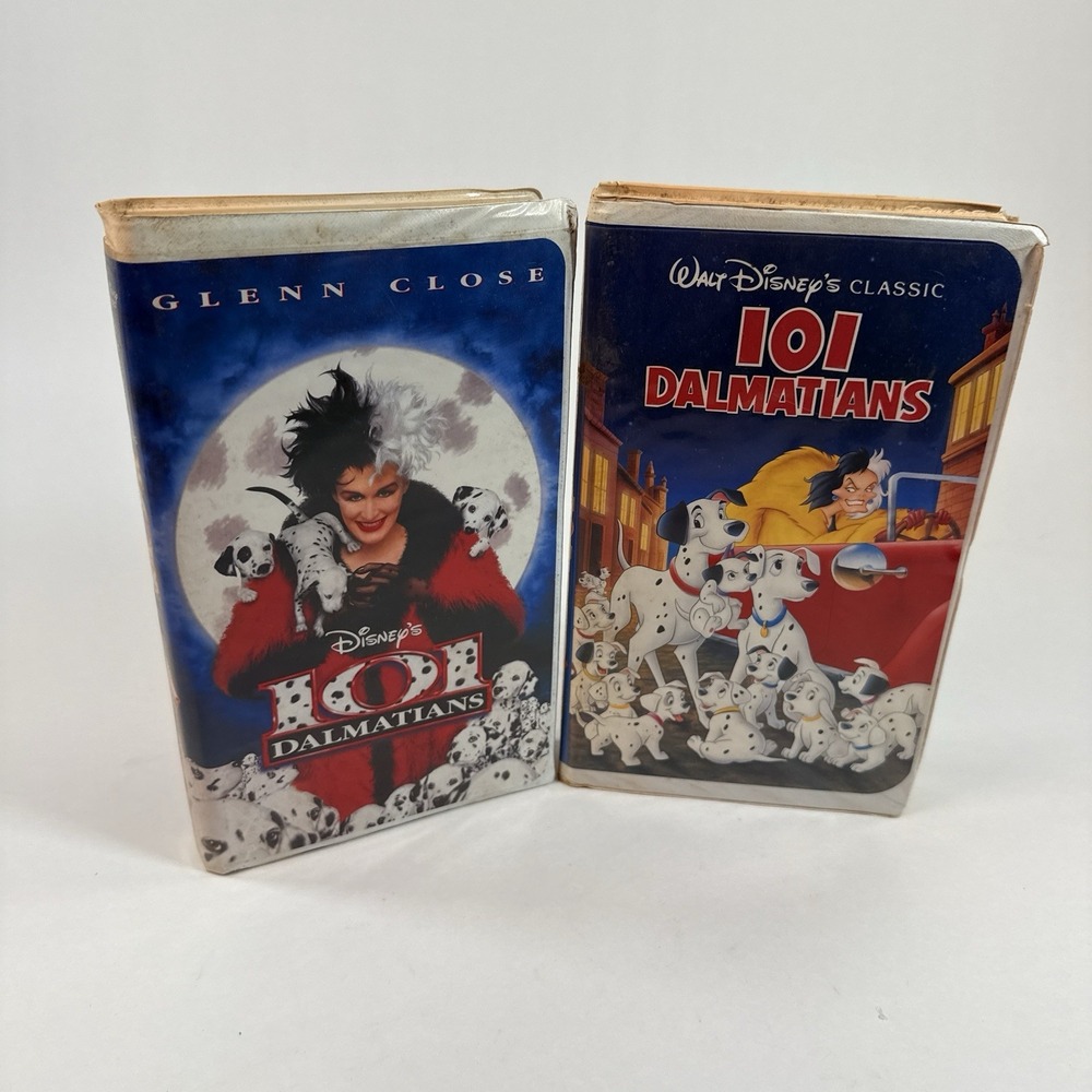 Disney 101 Dalmatians VHS Lot Animated Black Diamond + Glenn Close Live Action